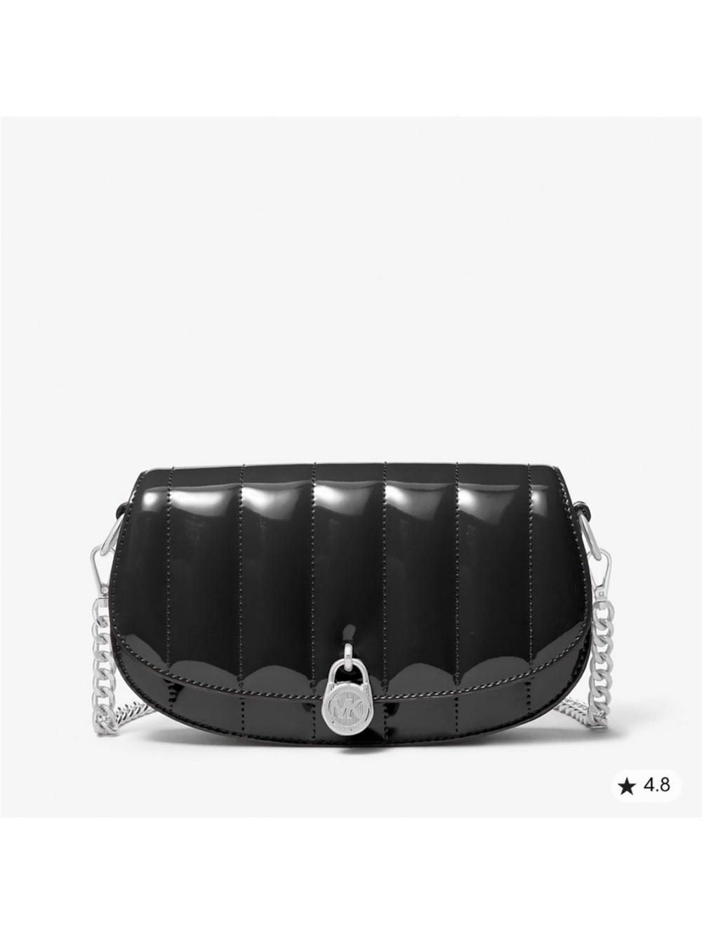 Michael Kors Black Patent Quilted Crossbody Bag with Silver Chain NWT